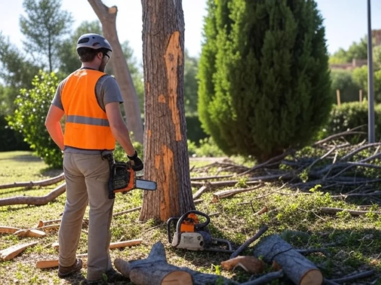 Un élagueur professionnel après un service d'élagage d'arbres réussi à Aubagne, Bouches-du-Rhône - Artisan Paysagiste Aubagne (13)