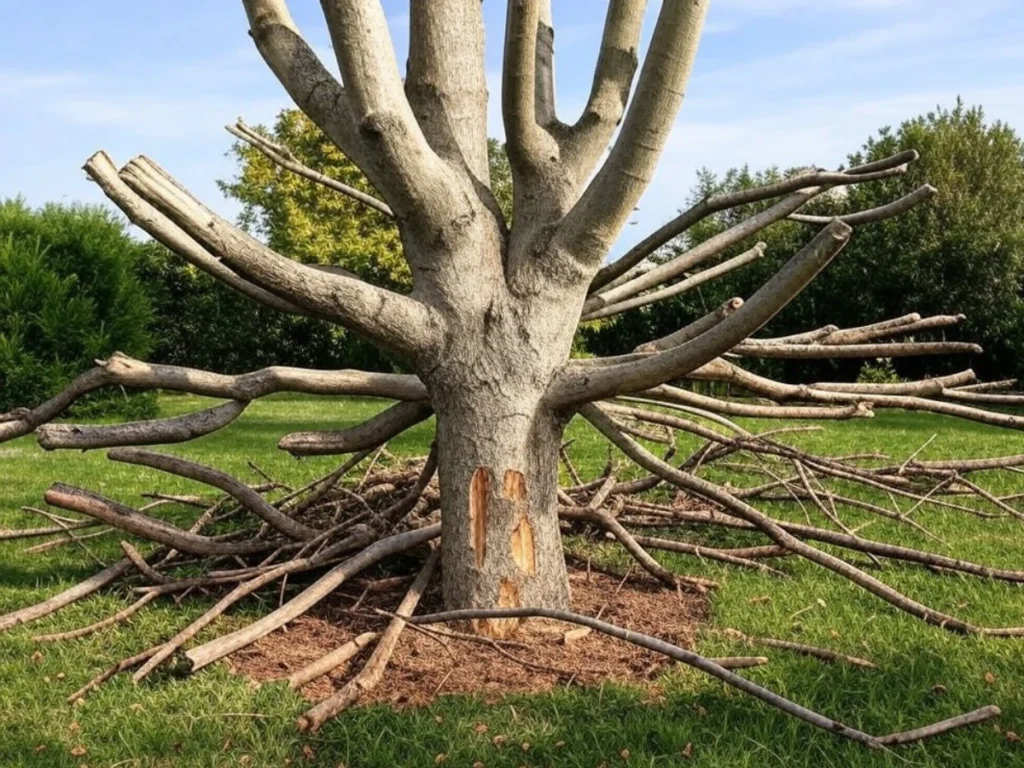 Arbre après un service d'élagage professionnel à Aubagne réalisé par Artisan Paysagiste Aubagne (13). On peut voir la structure dégagée de l'arbre et des coupes nettes.