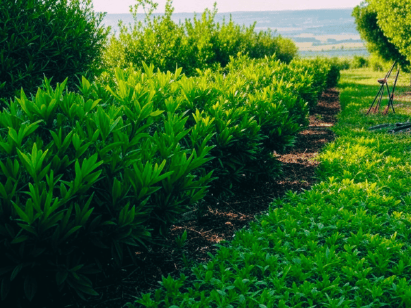 Alignement de haies dans un jardin