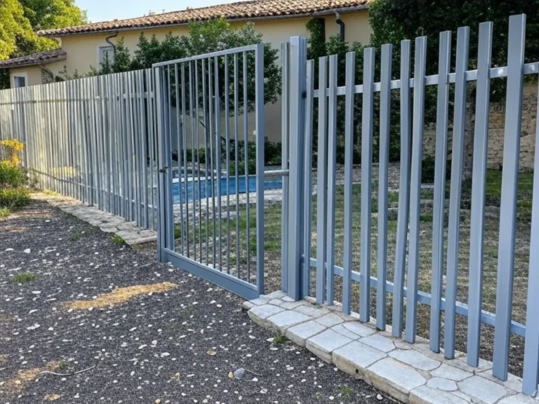 Clôture en aluminium gris fraîchement posée chez un client à Aubagne - Artisan Paysagiste Aubagne (13)